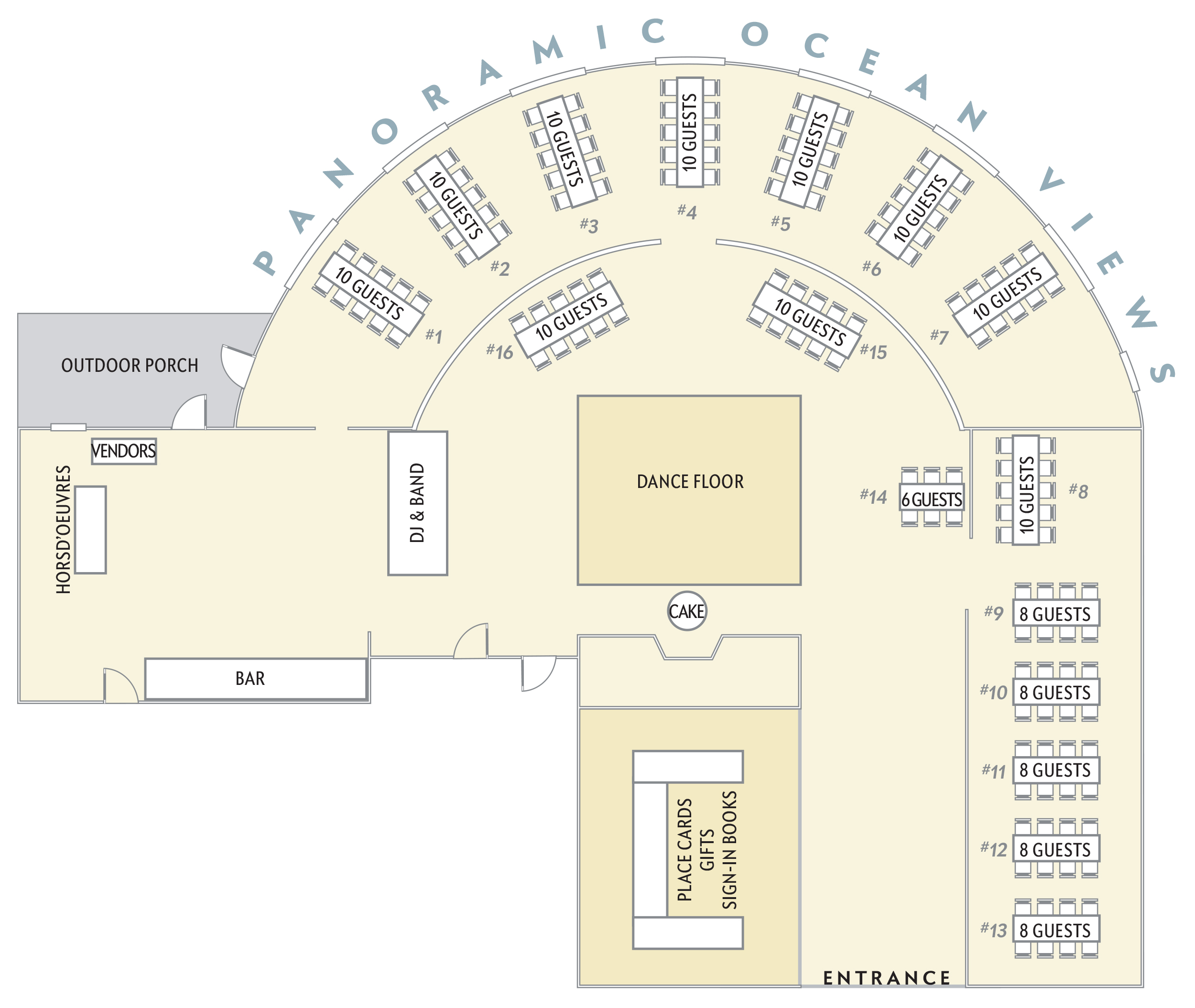 Diagram of the Bar Harbor Inn Reading Room Floor plan